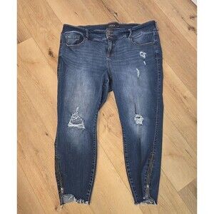 Torrid Premium Denim  Ankle Zip Jeggings Womens 22R Stiletto Distressed Raw Hem
